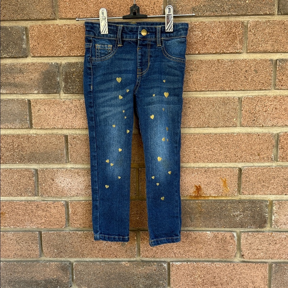 Ruffle Butts Denim with Gold Hear Design Girl's Size 4T